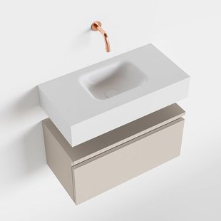 MONDIAZ ANDOR 60cm toiletmeubel linen. LEX 60cm wastafel talc midden geen kraangat