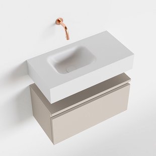 MONDIAZ ANDOR 60cm toiletmeubel linen. LEX 60cm wastafel talc links geen kraangat