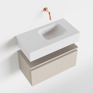 MONDIAZ ANDOR 60cm toiletmeubel linen. LEX 60cm wastafel talc rechts geen kraangat