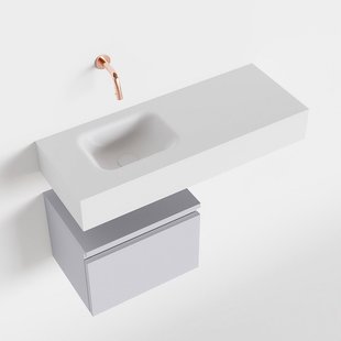 MONDIAZ ANDOR 40cm toiletmeubel cale. LEX 80cm wastafel talc links geen kraangat