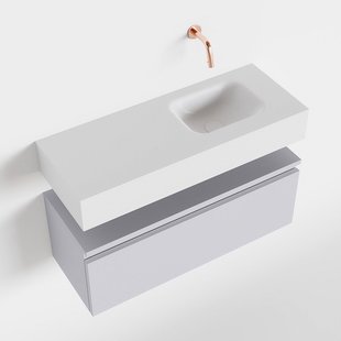 MONDIAZ ANDOR 80cm toiletmeubel cale. LEX 80cm wastafel talc rechts geen kraangat