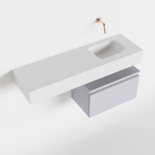 MONDIAZ ANDOR 50cm toiletmeubel cale. LEX 100cm wastafel talc rechts geen kraangat