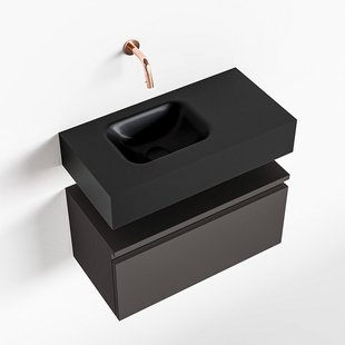 MONDIAZ ANDOR 60cm toiletmeubel dark grey. LEX 60cm wastafel urban links geen kraangat