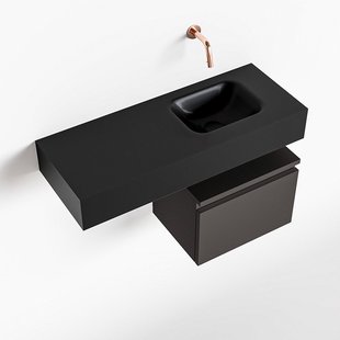 MONDIAZ ANDOR 40cm toiletmeubel dark grey. LEX 80cm wastafel urban rechts geen kraangat