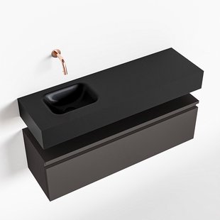 MONDIAZ ANDOR 100cm toiletmeubel dark grey. LEX 100cm wastafel urban links geen kraangat