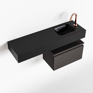 MONDIAZ ANDOR 50cm toiletmeubel dark grey. LEX 100cm wastafel urban rechts 1 kraangat