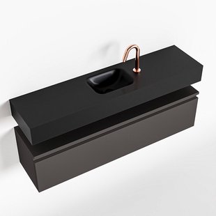 MONDIAZ ANDOR 120cm toiletmeubel dark grey. LEX 120cm wastafel urban midden 1 kraangat