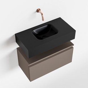 MONDIAZ ANDOR 60cm toiletmeubel smoke. LEX 60cm wastafel urban midden geen kraangat