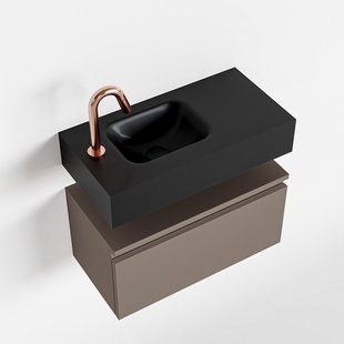 MONDIAZ ANDOR 60cm toiletmeubel smoke. LEX 60cm wastafel urban links 1 kraangat