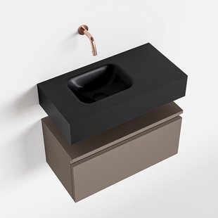 MONDIAZ ANDOR 60cm toiletmeubel smoke. LEX 60cm wastafel urban links geen kraangat