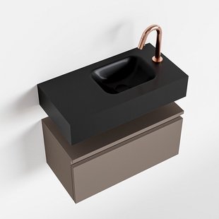 MONDIAZ ANDOR 60cm toiletmeubel smoke. LEX 60cm wastafel urban rechts 1 kraangat