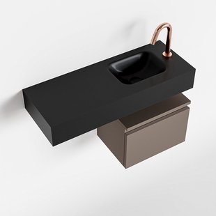 MONDIAZ ANDOR 40cm toiletmeubel smoke. LEX 80cm wastafel urban rechts 1 kraangat
