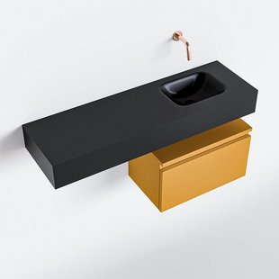 MONDIAZ ANDOR 50cm toiletmeubel ocher. LEX 100cm wastafel urban rechts geen kraangat