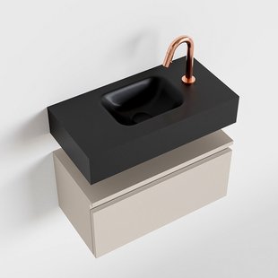 MONDIAZ ANDOR 60cm toiletmeubel linen. LEX 60cm wastafel urban midden 1 kraangat