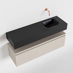 MONDIAZ ANDOR 100cm toiletmeubel linen. LEX 100cm wastafel urban rechts geen kraangat