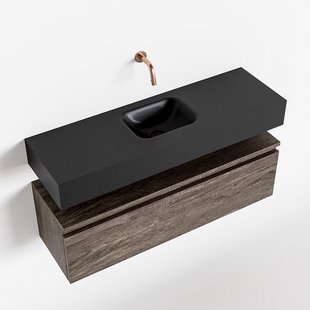 MONDIAZ ANDOR 100cm toiletmeubel dark brown. LEX 100cm wastafel urban midden geen kraangat