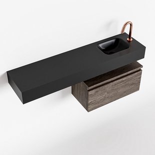 MONDIAZ ANDOR 60cm toiletmeubel dark brown. LEX 120cm wastafel urban rechts 1 kraangat