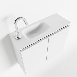 MONDIAZ TURE 60cm toiletmeubel talc. EDEN wastafel talc links 1 kraangat