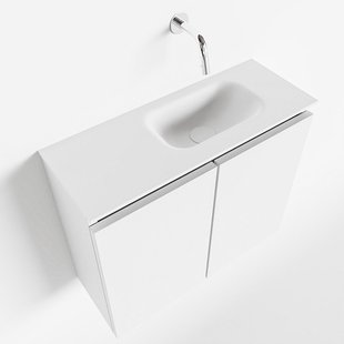 MONDIAZ TURE 60cm toiletmeubel talc. EDEN wastafel talc rechts geen kraangat