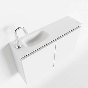 MONDIAZ TURE 80cm toiletmeubel talc. EDEN wastafel talc links 1 kraangat