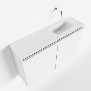 MONDIAZ TURE 80cm toiletmeubel talc. EDEN wastafel talc rechts geen kraangat