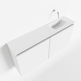 MONDIAZ TURE 100cm toiletmeubel talc. EDEN wastafel talc rechts geen kraangat