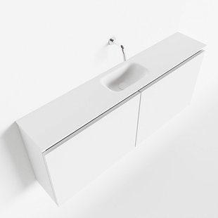 MONDIAZ TURE 120cm toiletmeubel talc. EDEN wastafel talc midden geen kraangat