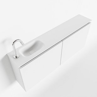 MONDIAZ TURE 120cm toiletmeubel talc. EDEN wastafel talc links 1 kraangat