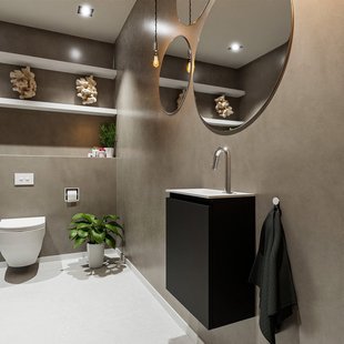 MONDIAZ TURE 40cm toiletmeubel urban. EDEN wastafel talc links 1 kraangat