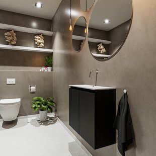 MONDIAZ TURE 60cm toiletmeubel urban. EDEN wastafel talc midden geen kraangat