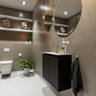 MONDIAZ TURE 60cm toiletmeubel urban. EDEN wastafel talc links geen kraangat