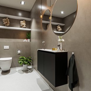 MONDIAZ TURE 80cm toiletmeubel urban. EDEN wastafel talc links 1 kraangat