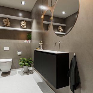 MONDIAZ TURE 120cm toiletmeubel urban. EDEN wastafel talc rechts geen kraangat