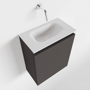 MONDIAZ TURE 40cm toiletmeubel dark grey. EDEN wastafel talc midden geen kraangat