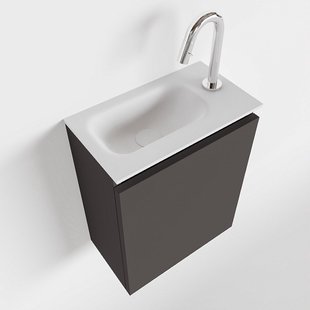 MONDIAZ TURE 40cm toiletmeubel dark grey. EDEN wastafel talc links 1 kraangat