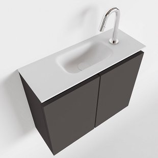 MONDIAZ TURE 60cm toiletmeubel dark grey. EDEN wastafel talc midden 1 kraangat