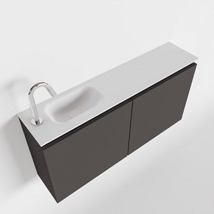 MONDIAZ TURE 100cm toiletmeubel dark grey. EDEN wastafel talc links 1 kraangat