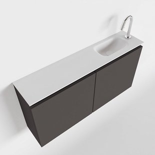 MONDIAZ TURE 100cm toiletmeubel dark grey. EDEN wastafel talc rechts 1 kraangat