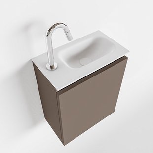 MONDIAZ TURE 40cm toiletmeubel smoke. EDEN wastafel talc rechts 1 kraangat