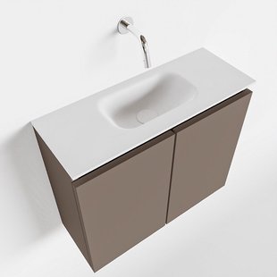 MONDIAZ TURE 60cm toiletmeubel smoke. EDEN wastafel talc midden geen kraangat