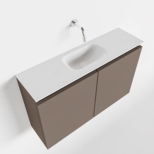 MONDIAZ TURE 80cm toiletmeubel smoke. EDEN wastafel talc midden geen kraangat