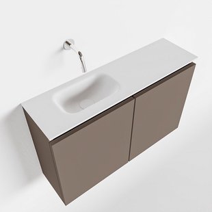 MONDIAZ TURE 80cm toiletmeubel smoke. EDEN wastafel talc links geen kraangat