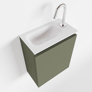 MONDIAZ TURE 40cm toiletmeubel army. EDEN wastafel talc links 1 kraangat