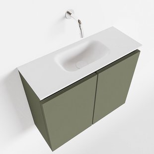 MONDIAZ TURE 60cm toiletmeubel army. EDEN wastafel talc midden geen kraangat