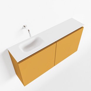 MONDIAZ TURE 100cm toiletmeubel ocher. EDEN wastafel talc links geen kraangat