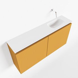 MONDIAZ TURE 100cm toiletmeubel ocher. EDEN wastafel talc rechts geen kraangat