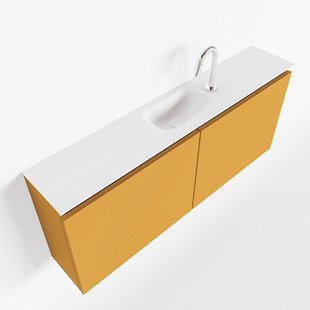 MONDIAZ TURE 120cm toiletmeubel ocher. EDEN wastafel talc midden 1 kraangat
