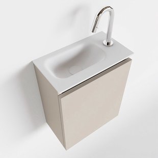 MONDIAZ TURE 40cm toiletmeubel linen. EDEN wastafel talc links 1 kraangat
