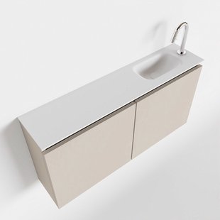 MONDIAZ TURE 100cm toiletmeubel linen. EDEN wastafel talc rechts 1 kraangat