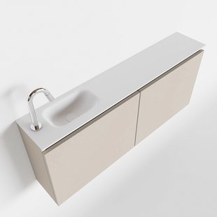 MONDIAZ TURE 120cm toiletmeubel linen. EDEN wastafel talc links 1 kraangat